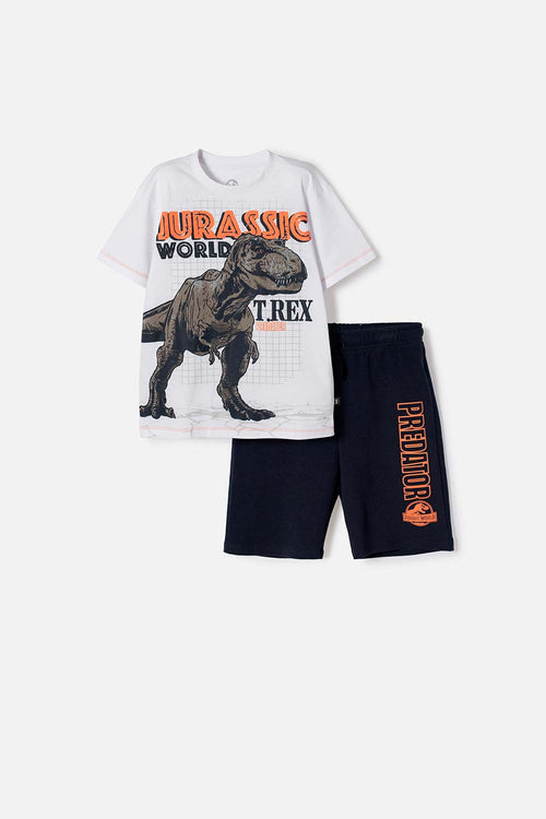 CONJUNTO DE JURASSIC WORLD CON BERMUDA MULTICOLOR PARA NIÑO