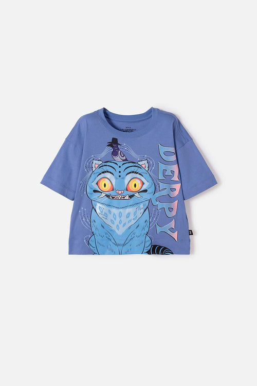 CAMISETA DE K- POP DEMON HUNTERS MANGA CORTA AZUL PARA NIÑA