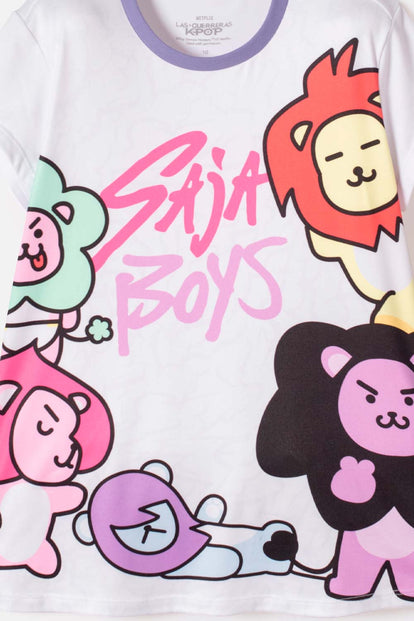 PIJAMA DE K- POP DEMON HUNTERS BLANCO Y LILA PARA NIÑA