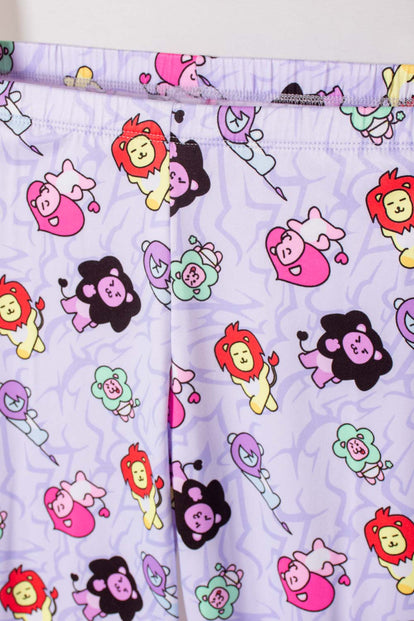 PIJAMA DE K- POP DEMON HUNTERS BLANCO Y LILA PARA NIÑA