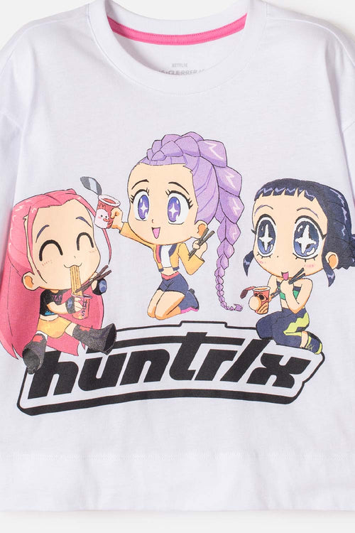 CONJUNTO DE K- POP DEMON HUNTERS BLANCO Y NEGRO PARA NIÑA