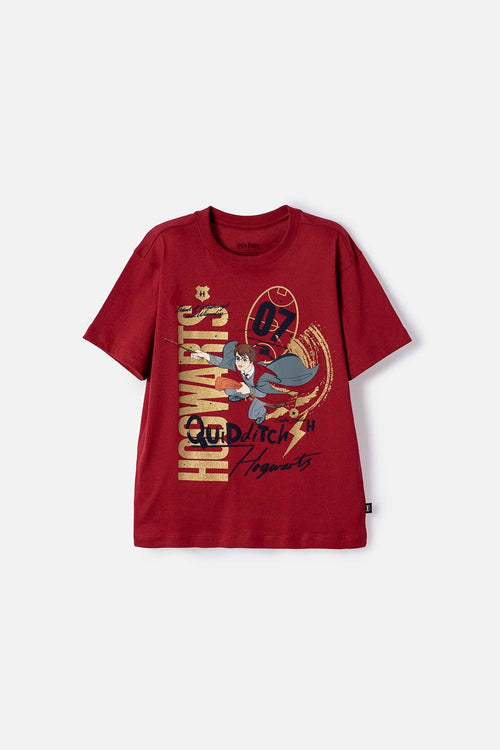 CAMISETA DE HARRY POTTER MANGA CORTA ROJO PARA NIÑO