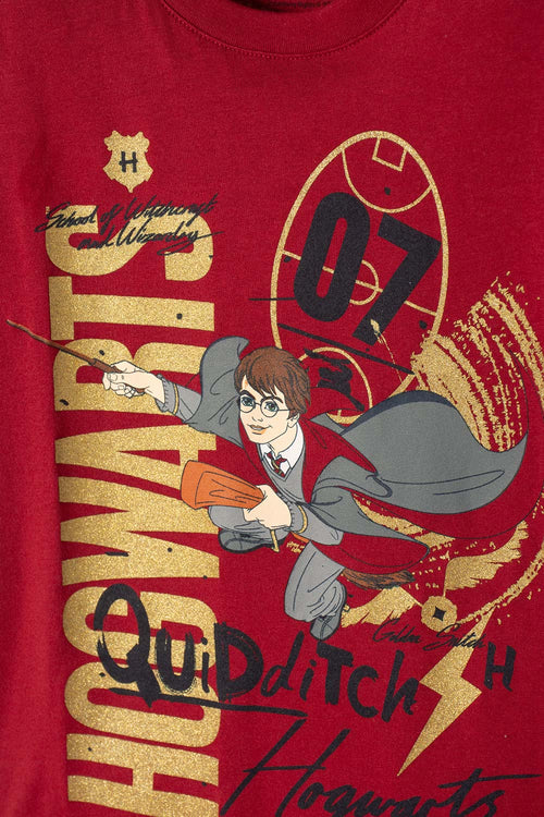 CAMISETA DE HARRY POTTER MANGA CORTA ROJO PARA NIÑO