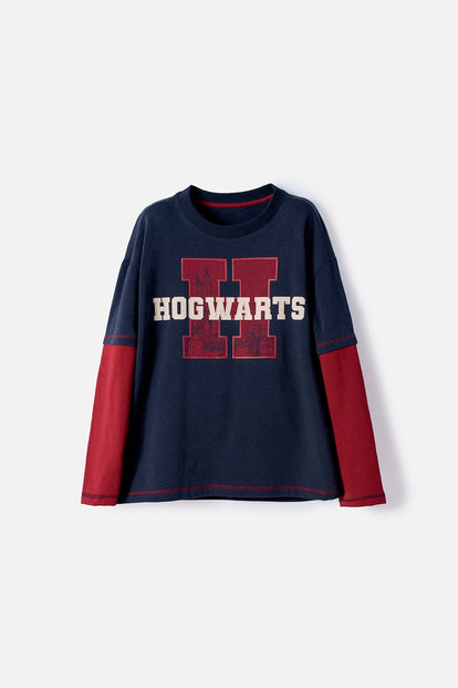CAMISETA DE HARRY POTTER MANGA LARGA AZUL PARA NIÑO