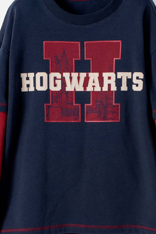 CAMISETA DE HARRY POTTER MANGA LARGA AZUL PARA NIÑO