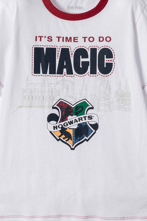 PIJAMA DE HARRY POTTER PANTALÓN LARGO BLANCO Y AZUL PARA NIÑO