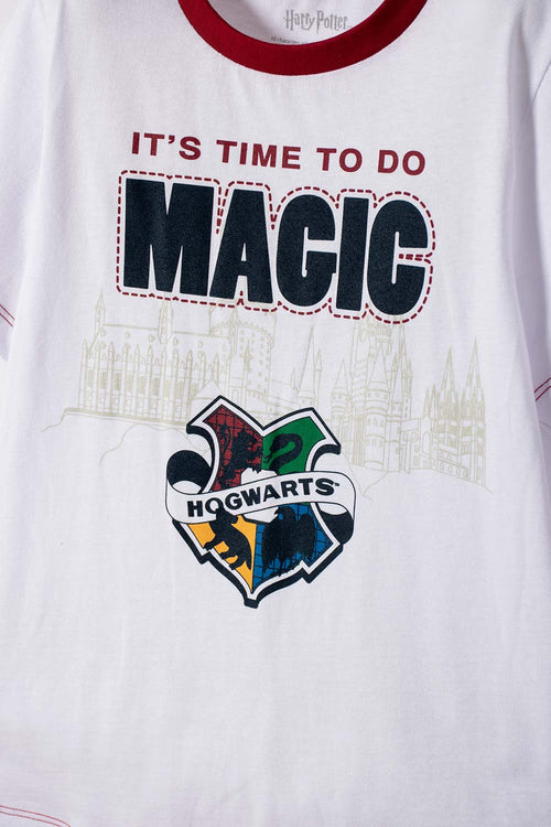 PIJAMA DE HARRY POTTER PANTALÓN LARGO BLANCO Y AZUL PARA NIÑO