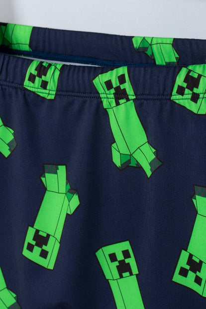 CONJUNTO DE MINECRAFT MANGA LARGA VERDE Y AZUL PARA NIÑO
