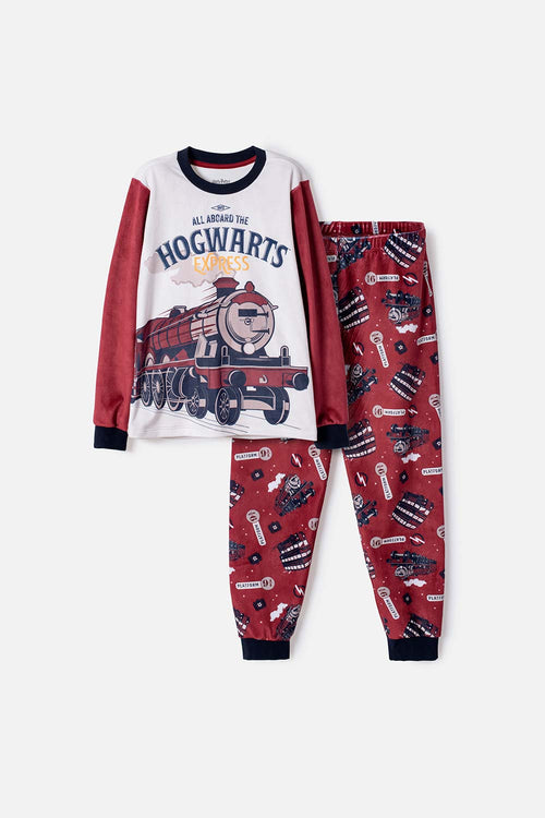 PIJAMA DE HARRY POTTER PANTALÓN LARGO MARFIL Y ROJO PARA NIÑO