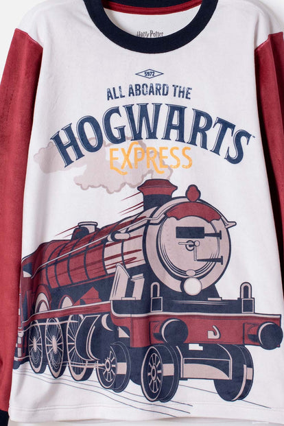 PIJAMA DE HARRY POTTER PANTALÓN LARGO MARFIL Y ROJO PARA NIÑO