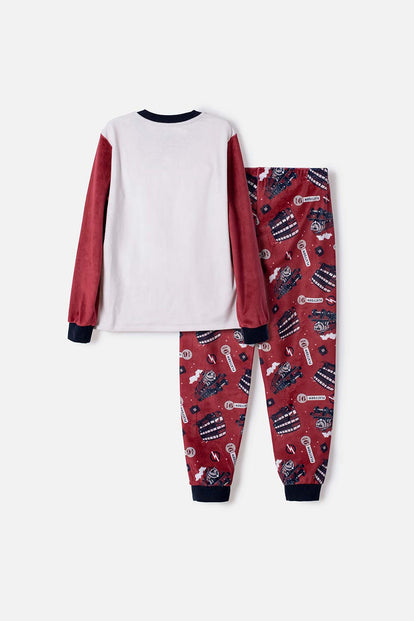 PIJAMA DE HARRY POTTER PANTALÓN LARGO MARFIL Y ROJO PARA NIÑO