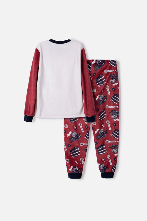 PIJAMA DE HARRY POTTER PANTALÓN LARGO MARFIL Y ROJO PARA NIÑO