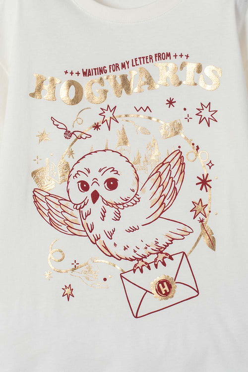 CAMISETA DE HARRY POTTER MANGA CORTA MARFIL PARA NIÑA