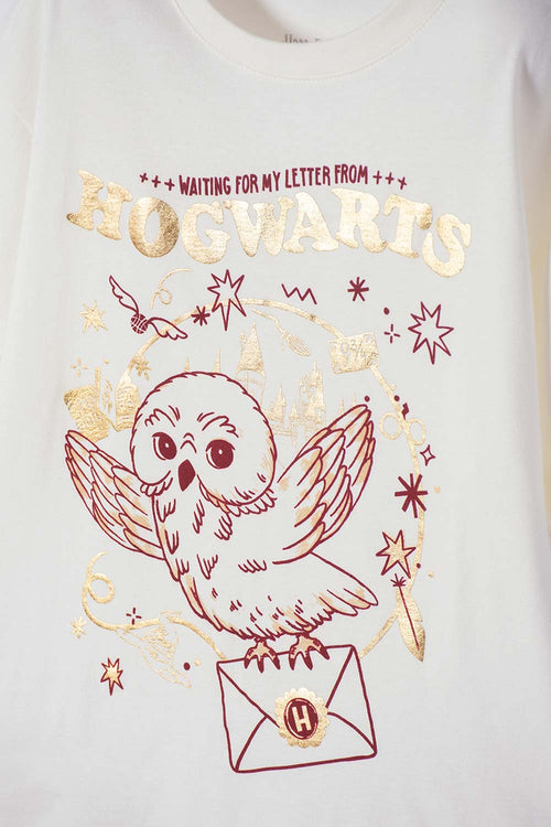CAMISETA DE HARRY POTTER MANGA CORTA MARFIL PARA NIÑA