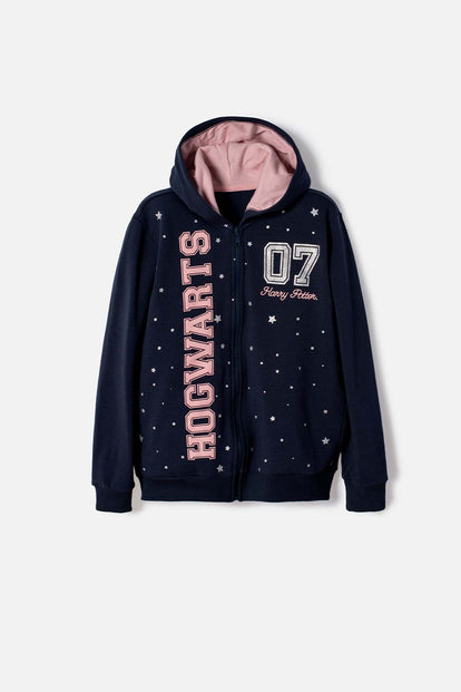 BUZO DE HARRY POTTER CON CAPUCHA AZUL PARA NIÑA