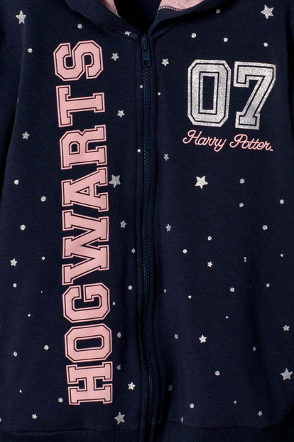 BUZO DE HARRY POTTER CON CAPUCHA AZUL PARA NIÑA