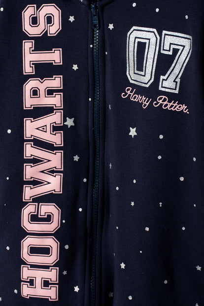 BUZO DE HARRY POTTER CON CAPUCHA AZUL PARA NIÑA