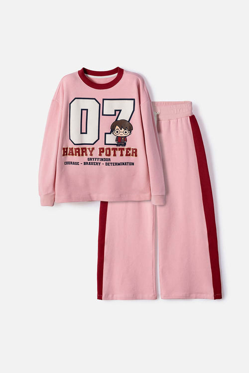 CONJUNTO DE HARRY POTTER CON PANTALÓN LARGO ROSADO PARA NIÑA