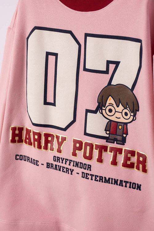 CONJUNTO DE HARRY POTTER CON PANTALÓN LARGO ROSADO PARA NIÑA
