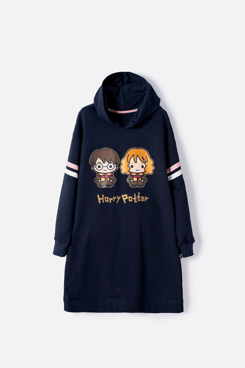 VESTIDO DE HARRY POTTER CON CAPUCHA AZUL PARA NIÑA