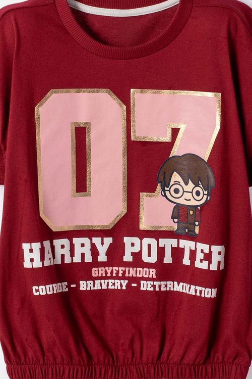 CONJUNTO DE HARRY POTTER CON SHORT MULTICOLOR PARA NIÑA