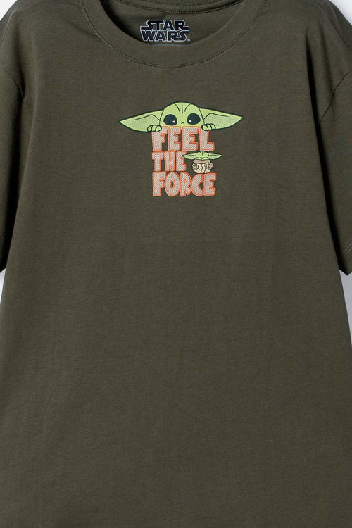 CAMISETA DE MANDALORIAN MANGA CORTA VERDE PARA NIÑO