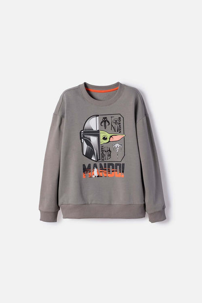 BUZO DE MANDALORIAN CERRADO GRIS PARA NIÑO