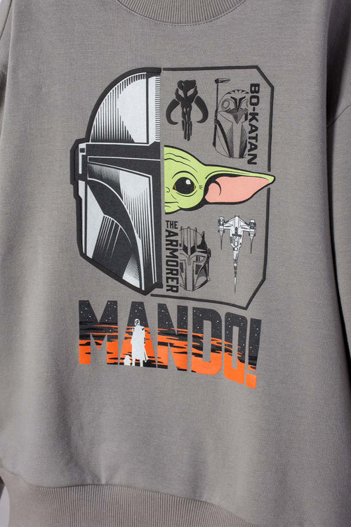 BUZO DE MANDALORIAN CERRADO GRIS PARA NIÑO