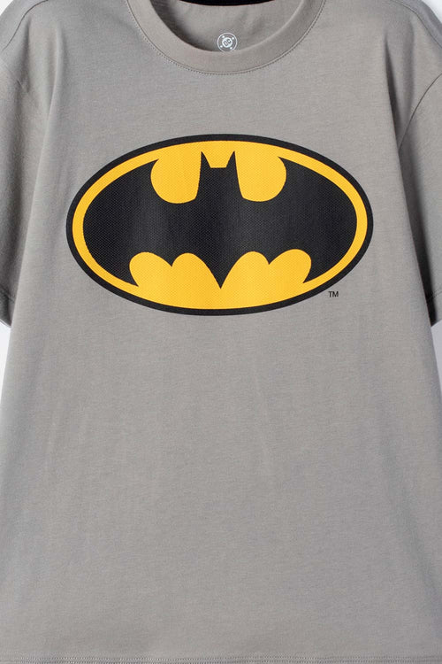 CAMISETA DE BATMAN MANGA CORTA GRIS PARA NIÑO