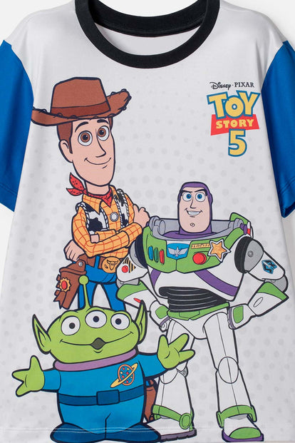 PIJAMA DE TOY STORY CON PANTALÓN CORTO AZUL Y BLANCO PARA NIÑO