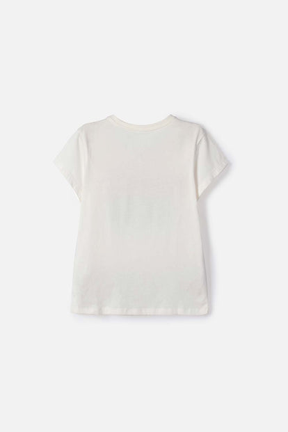 CAMISETA DE K-POP DEMON HUNTERS MANGA CORTA BLANCO PARA NIÑA