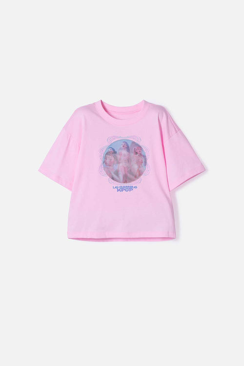 CAMISETA DE K- POP DEMON HUNTERS ROSADA PARA NIÑA