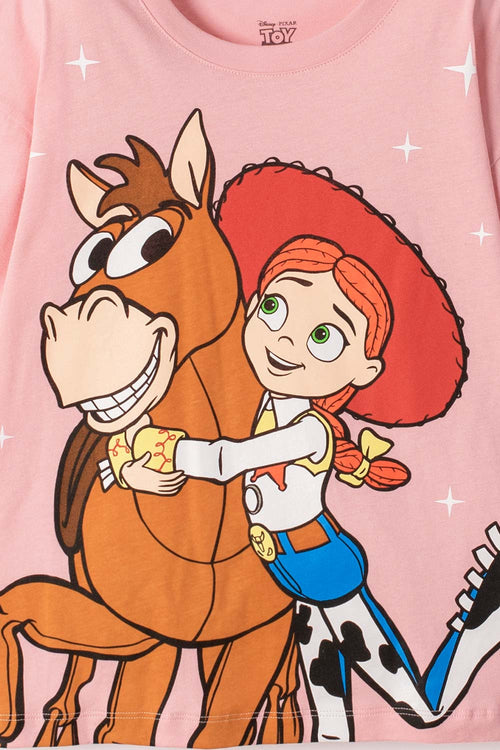 CAMISETA DE TOY STORY MANGA CORTA PALO DE ROSA PARA NIÑA