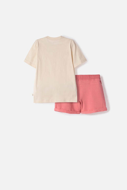 CONJUNTO DE TOY STORY CON SHORT ALMENDRA PARA NIÑA