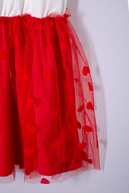 VESTIDO DE MINNIE MOUSE CON TULL BLANCO Y ROJO PARA NIÑA