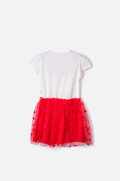 VESTIDO DE MINNIE MOUSE CON TULL BLANCO Y ROJO PARA NIÑA