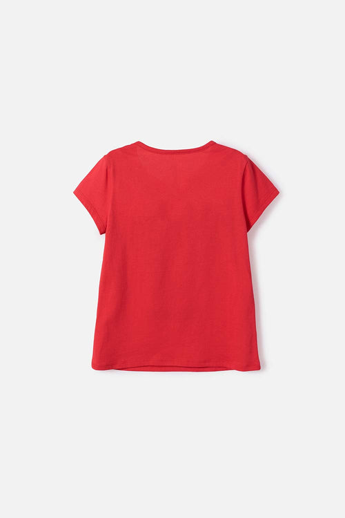 CAMISETA DE MINNIE MOUSE MAGA CORTA ROJO PARA NIÑA