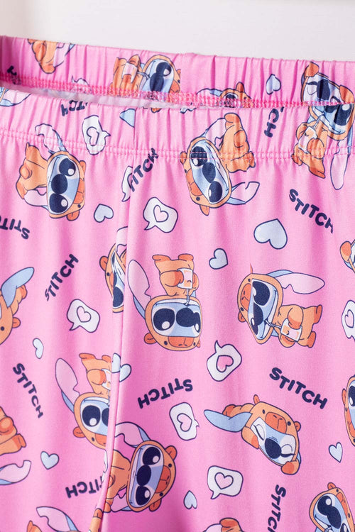 PIJAMA DE STITCH Y CAPYBARA MULTICOLOR PARA NIÑA
