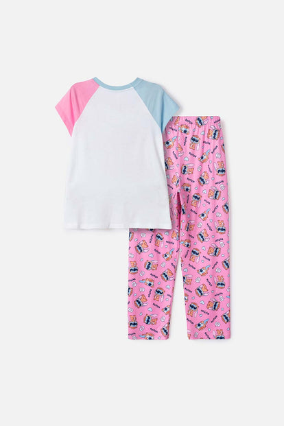 PIJAMA DE STITCH Y CAPYBARA MULTICOLOR PARA NIÑA