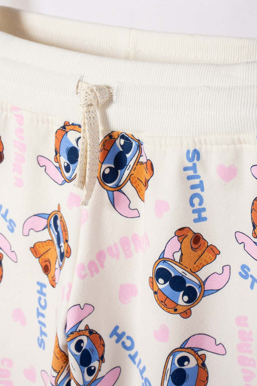 CONJUNTO DE STITCH Y CAPYBARA MARFIL PARA NIÑA
