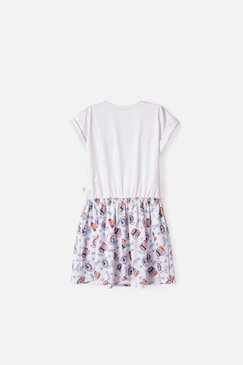 VESTIDO DE STITCH Y CAPYBARA MANGA CORTA MULTICOLOR PARA NIÑA