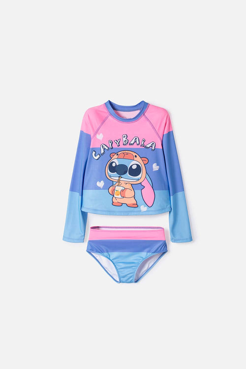 CONJUNTO DE BAÑO DE STITCH MANGA LARGA MULTICOLOR PARA NIÑA