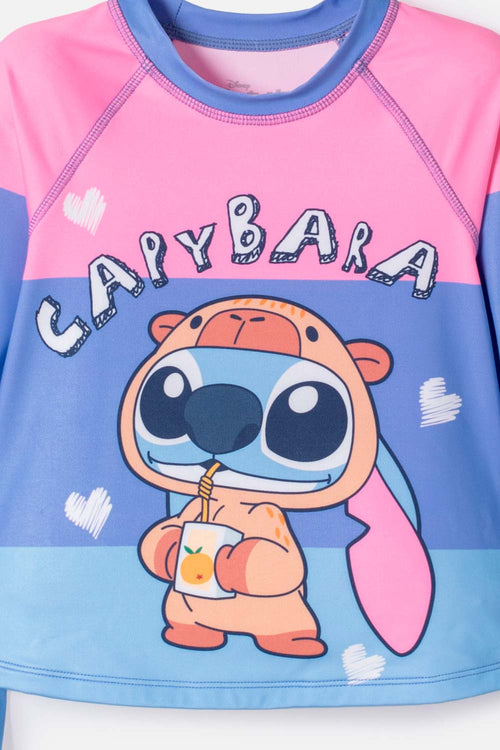 CONJUNTO DE BAÑO DE STITCH MANGA LARGA MULTICOLOR PARA NIÑA