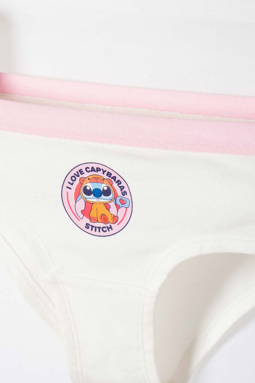 PACK X2 PANTIES DE STITCH Y CAPYBARA MULTICOLOR PARA NIÑA