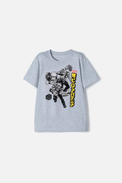 CAMISETA DE MY HERO ACADEMIA MANGA CORTA GRIS PARA NIÑO