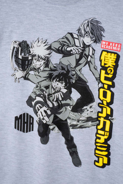 CAMISETA DE MY HERO ACADEMIA MANGA CORTA GRIS PARA NIÑO