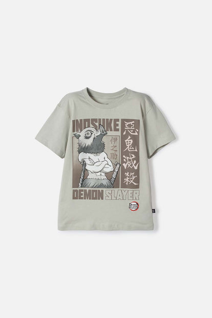 CAMISETA DE DEMON SLAYER MANGA CORTA VERDE PARA NIÑO