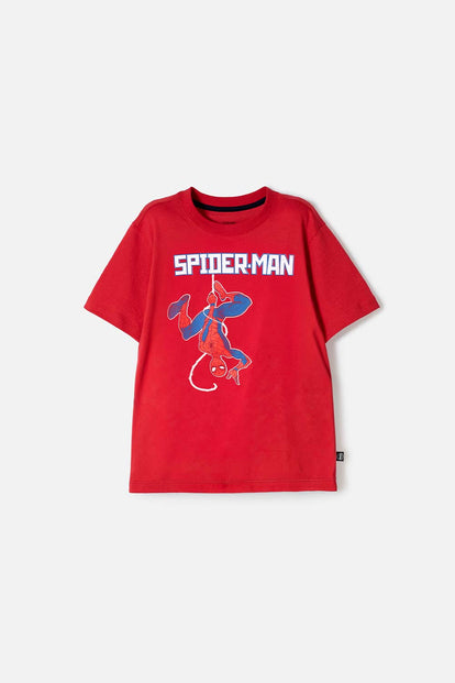 CAMISETA DE SPIDERMAN MANGA CORTA ROJO PARA NIÑO