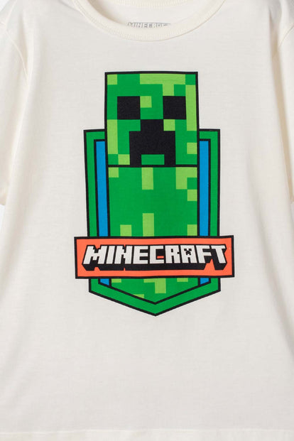 CAMISETA DE MINECRAFT MANGA CORTA MARFIL PARA NIÑO