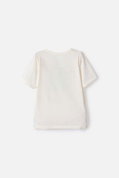 CAMISETA DE MINECRAFT MANGA CORTA MARFIL PARA NIÑO